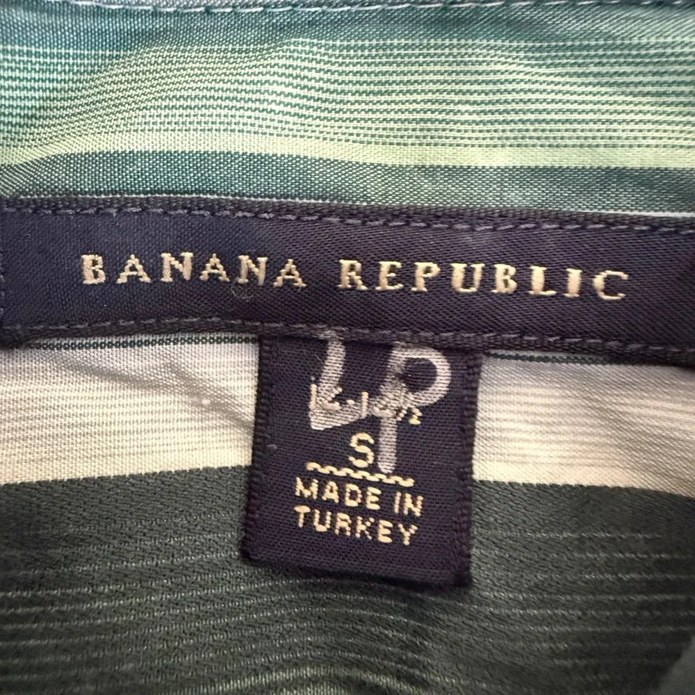 Banana Republic Mens Small Green Multi Stripe Cotton Long Sleeve Button Up Shirt